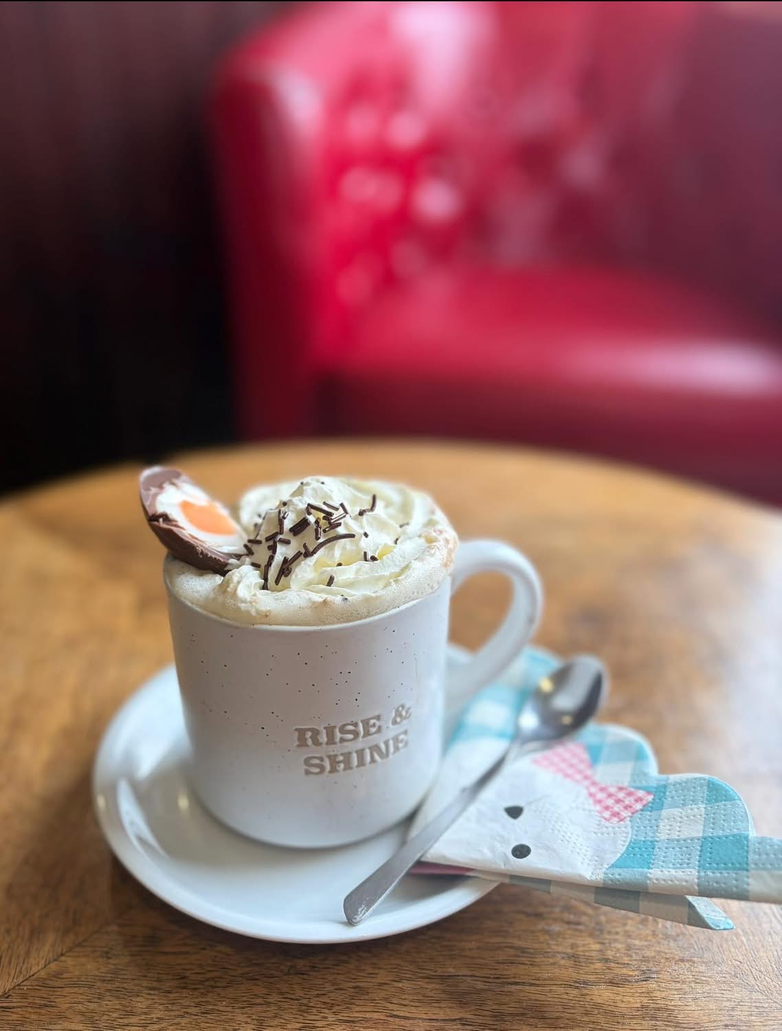 Hot chocolate with cream and sprinkles